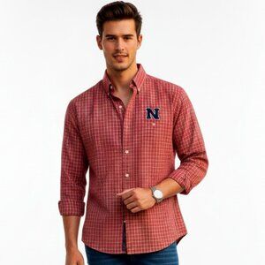 Nebraska Huskers Red Plaid Button Up Shirt Men’s Medium Long Sleeve NCAA